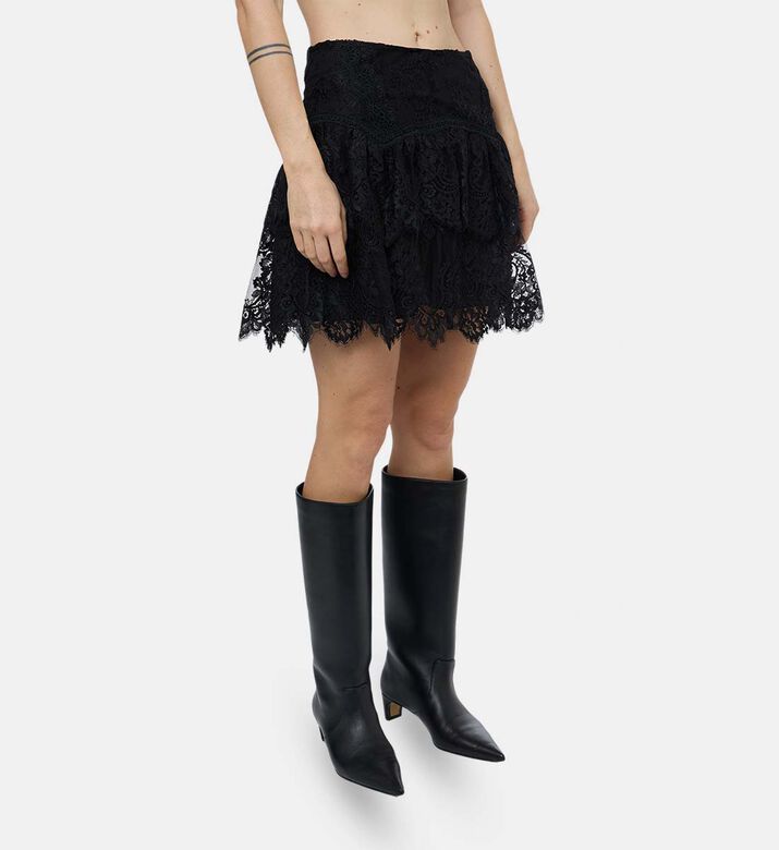 The Kooples Sheer Ruffles Floral Mini Skirt, Model View