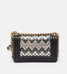 Chanel Leather Sequins Tile Brasserie Mosaic Small Boy Bag Preowned Chanel Leather Sequins Tile Brasserie Mosaic Small Boy Bag Preowned