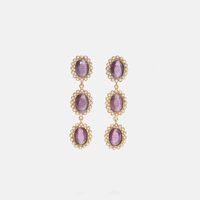 Triple Round Amethyst Stoneearrings