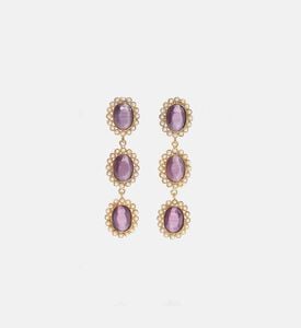 Triple Round Amethyst Stoneearrings