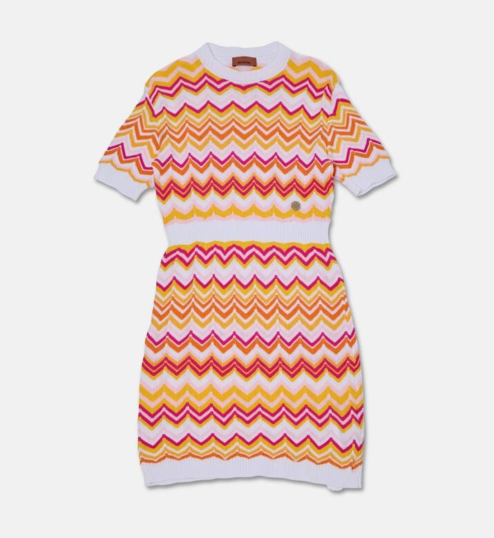 Chevron Knit Logo-label Dress
