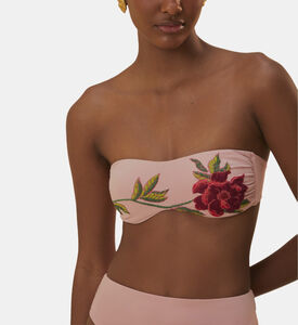 Rose Beaded Strapless Bikini Top