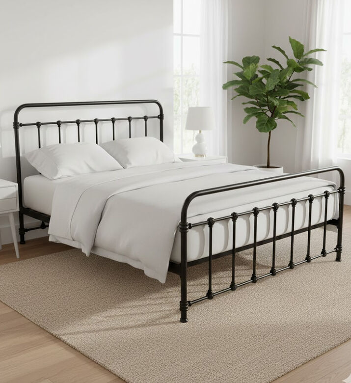 Home Deco and More Stella Iron Frame Bed, Black, 180x200-cm, Packshot View