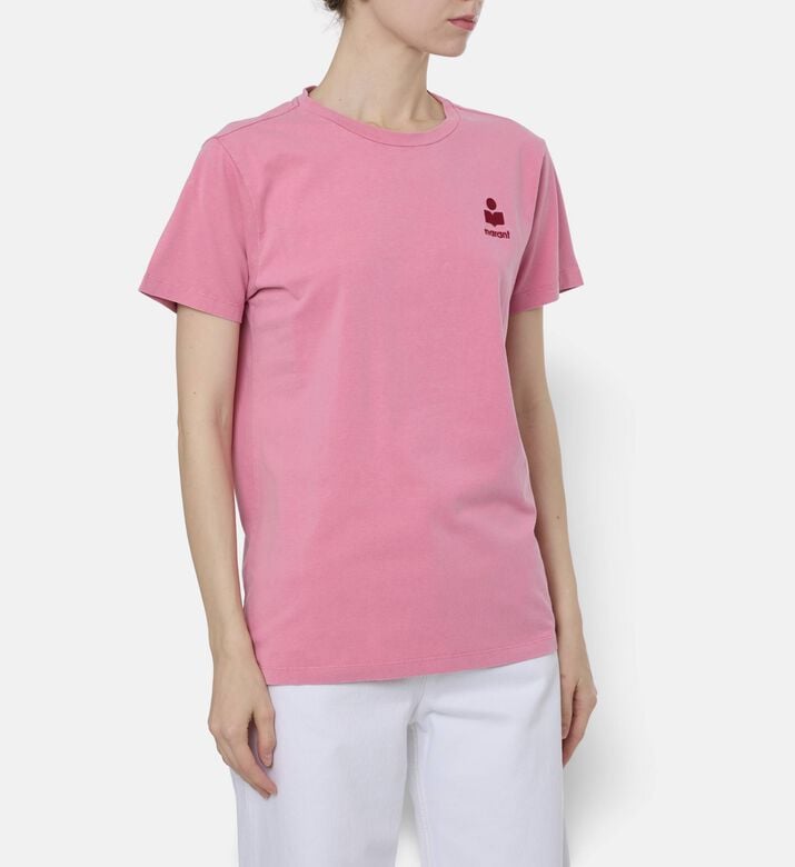 Isabel Marant Aby Tonal Logo Embroidery T-shirt, Pink, Xs, Model View