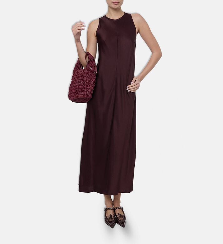 Forte-Forte Sleeveless Round Neck Flared Dress, Model View