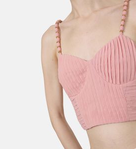 بلوزة قصيرة بدون أكمام بطيات