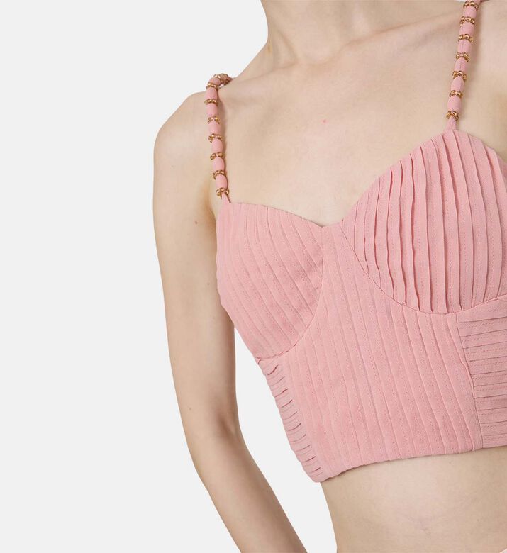 Pleated Sleeveless Crop Top