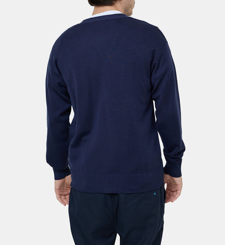 كارديغان محبوك برقعة ثعلب