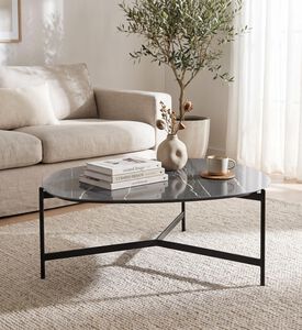 PR-Living & Muundo Pebbles Italian Ceramic Coffee Table, Black, 100-cm, Packshot View