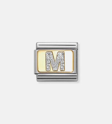 Composable Classic Link Silver Glitter Letter M Charm