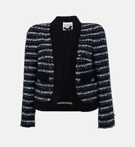 جاكيت محبوك تويد مخطط