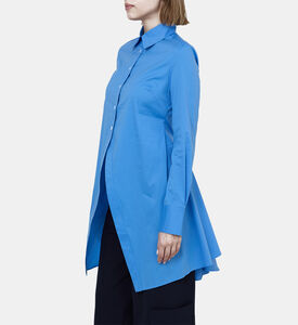 Godet Button-up Flared Shirt Dress