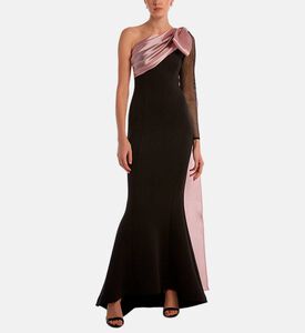 Essence One Shoulder Crystal Sleeve Gown