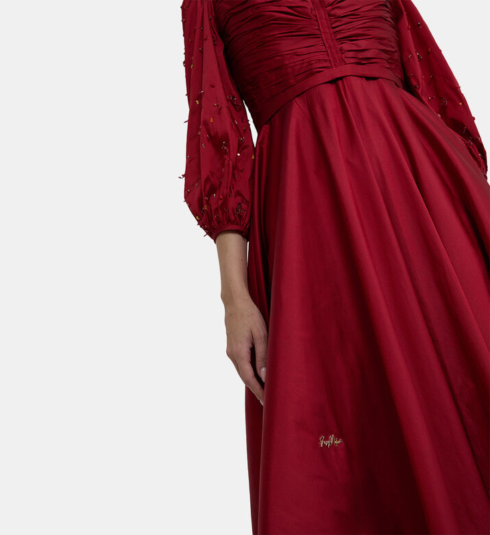 Bead Sequin Embellished Flared Dress