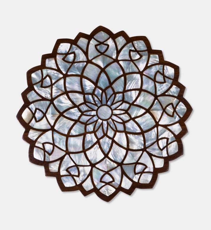 Darmisak Arabic Line Walnut Wood Table, Packshot View