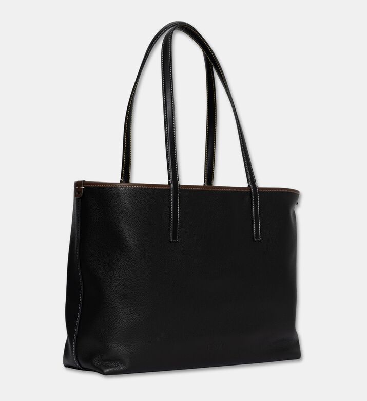 Mlouye Calf Leather Large Tote Bag, Black, Packshot View