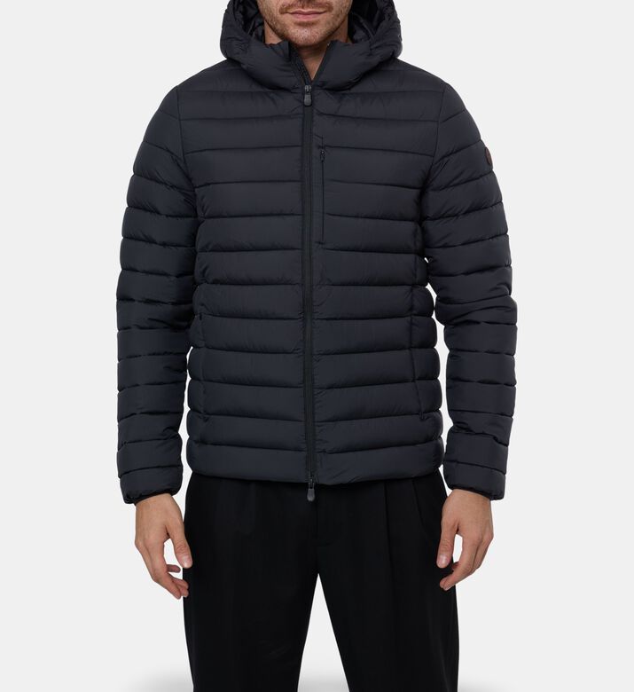 Save the Duck Puffy Long-sleeve Hooded Jacket, Black, M, Model View