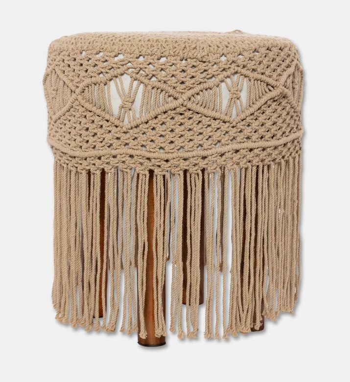 Home Deco and More Mocha Hand-knotted Pattern Stool, Packshot View