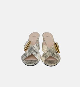 Snakeskin-print Chunky Heel Sandal