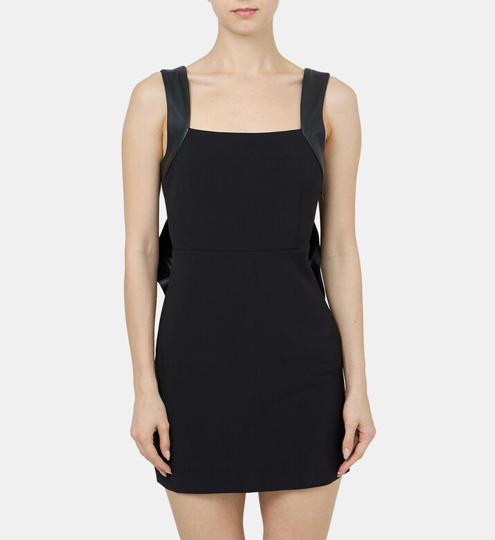 Leather Straps Fitted Mini Dress