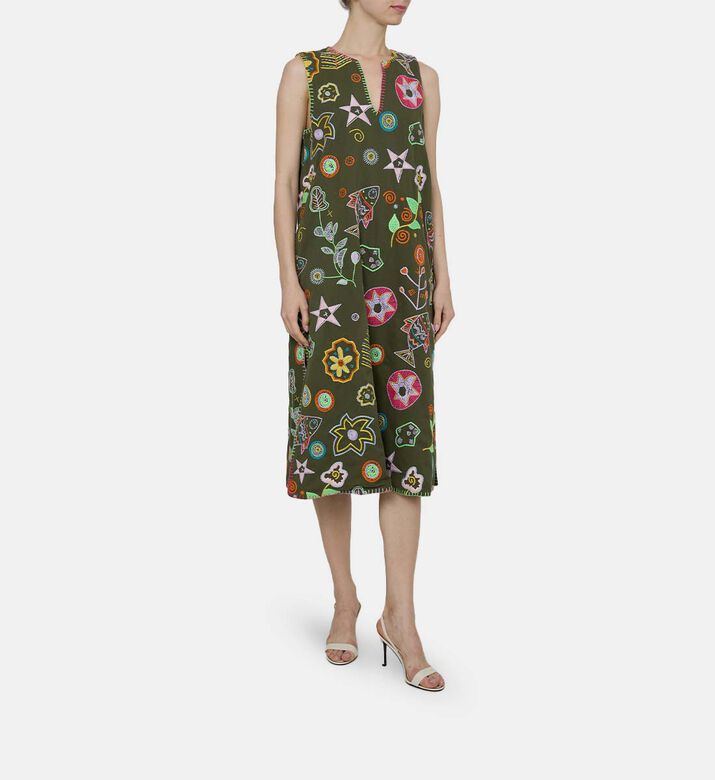 Sleeveless Embroidered Pattern Dress