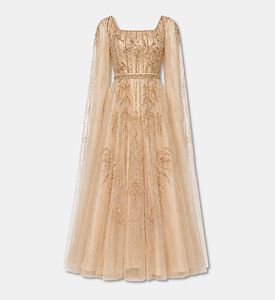 Suzy Matar Embellished Cape-sleeve Gown, Packshot View