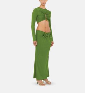 Hip Cut-out Draped Maxi Skirt