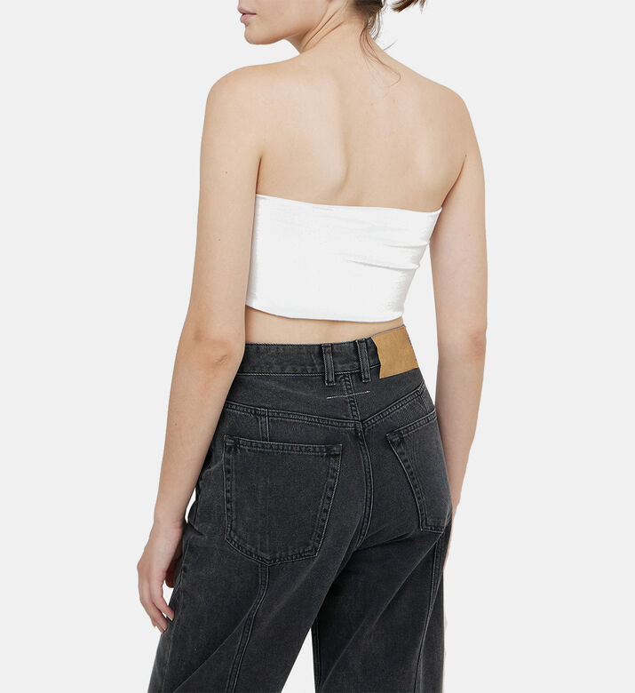 بلوزة قصيرة باندو بأكمام ملفوفة