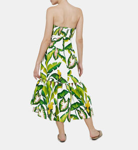 Summer Foliage Strapless Midi Dress Summer Foliage Strapless Midi Dress