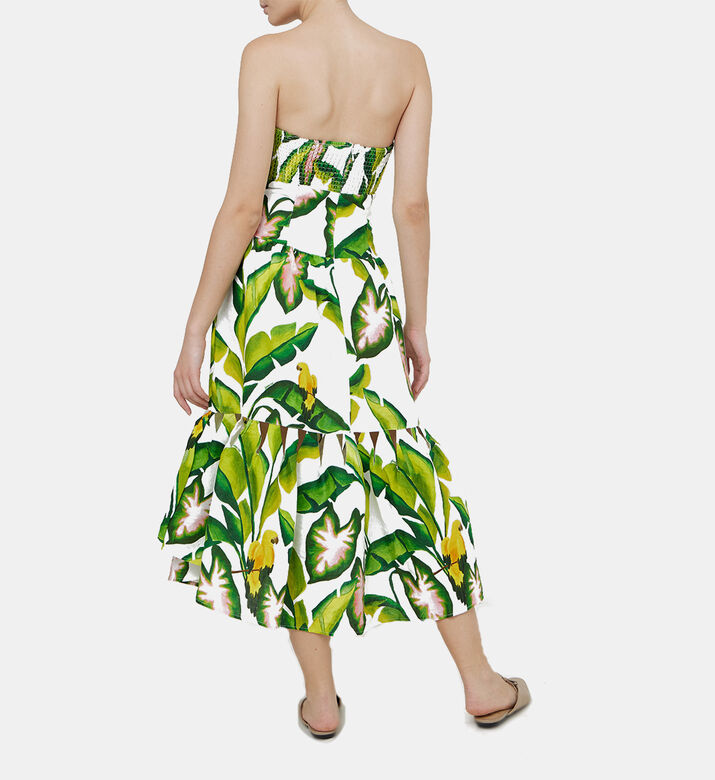 Summer Foliage Strapless Midi Dress Summer Foliage Strapless Midi Dress