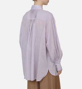 قميص طويل الأكمام شبه شفاف بصف أزرار