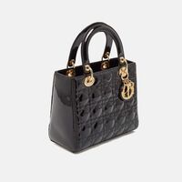 Dior Black Cannage Patent Leather Large Lady Dior Tote Bag Preowned