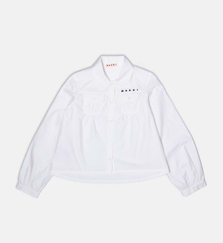 Printed Cropped Long-sleeve Shirt