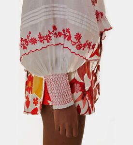 Floral-embroidery Loose-fit Top