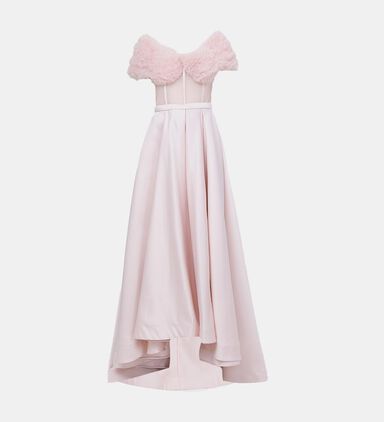 Sheering Off-shoulder Corset Body Dress
