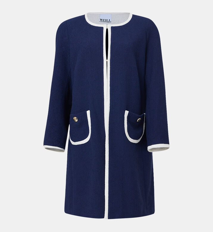 جاكيت قطن تيري طويل بلون مغاير