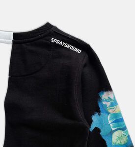 Graffiti Style Split Crew Sweatshirt