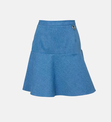 Flared High-waist Denim Mini Skirt