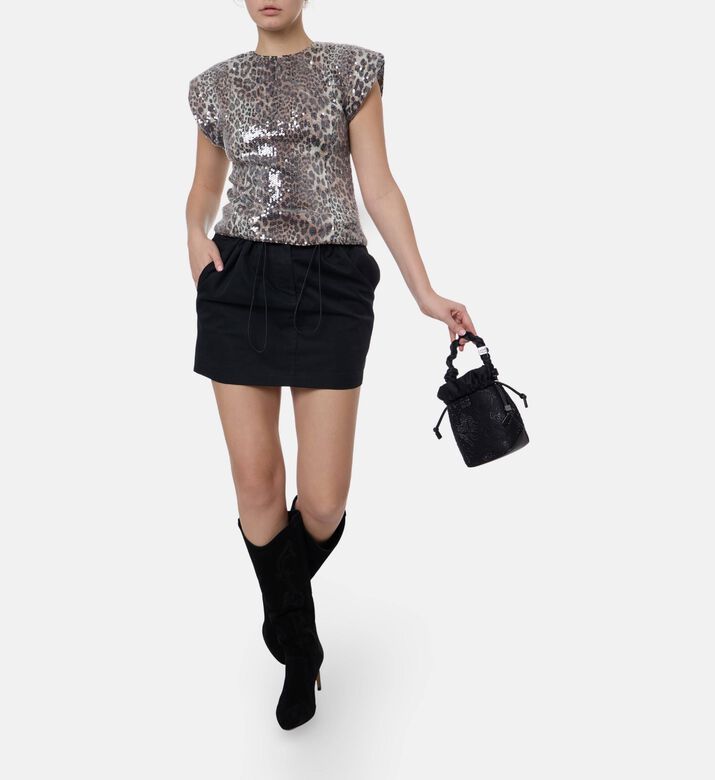 Ganni Sequined Leopard-print Top, Model View