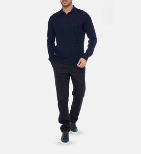 Corneliani Knit Long-sleeve Regular-fit Polo Shirt, Navy, 58, Model View
