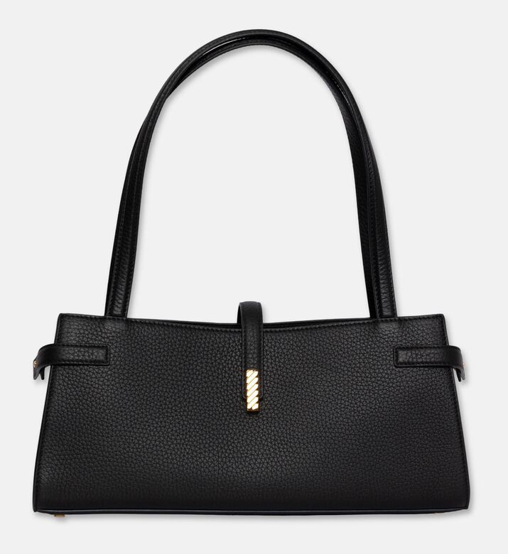Mlouye Isla Leather Wide Tote Bag, Black, Packshot View