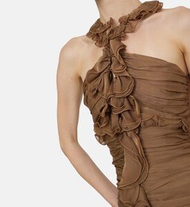 Ruched Ruffled Collar Dress Ruched Ruffled Collar Dress