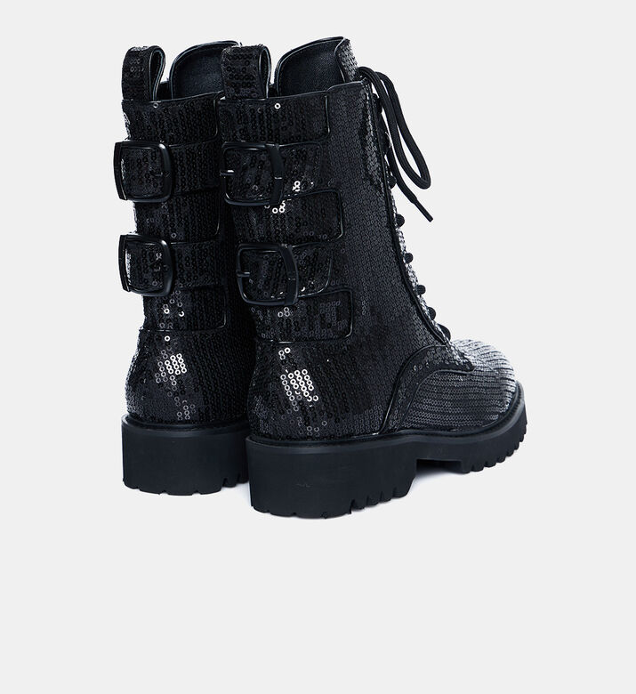 Sequined Flat Heel Boots