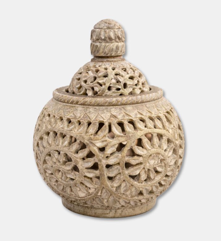 Tohfa Luxe Majestic Hand-carved Marble Bukhoor Diffuser Oil Burner Set, Packshot View