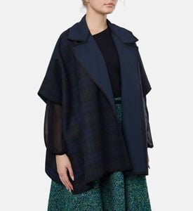 Blue For Burgundy Slit-style Sleeves Draped Cape, Model View