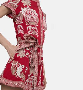 Ornamental-print Self-tie Mini Dress Ornamental-print Self-tie Mini Dress