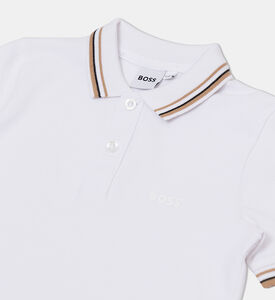 Striped Ribbed Cuffs Short-sleeve Polo Shirt