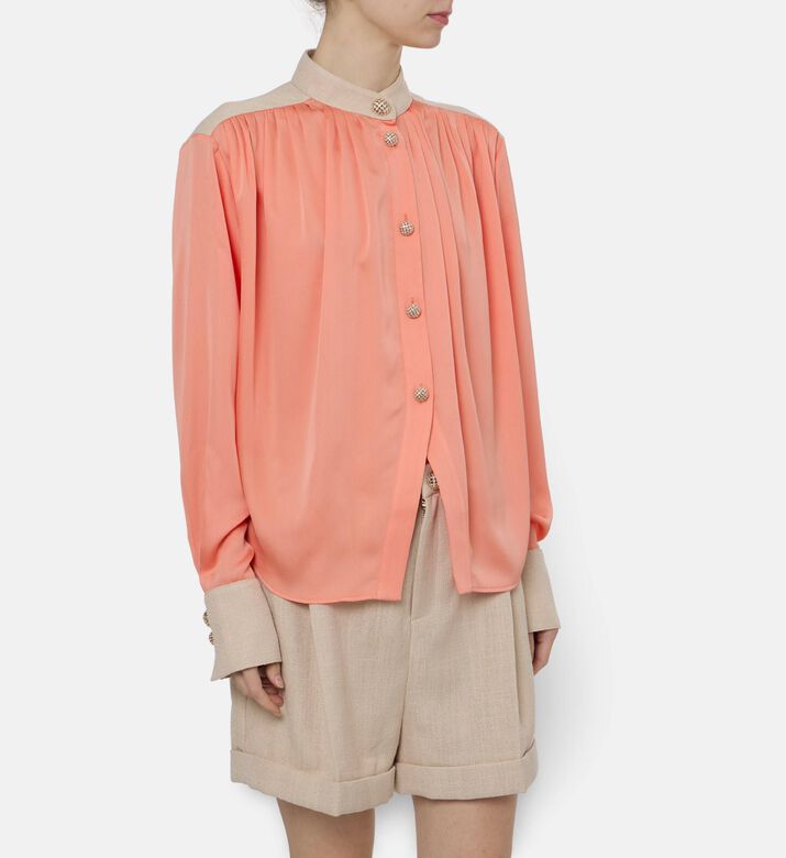 Edward Achour Paris Contrast High Neck Blouse, Model View