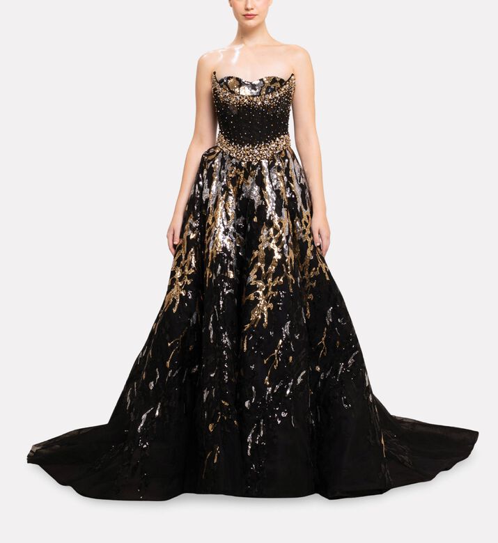 Michael Cinco Long Dress, Model View