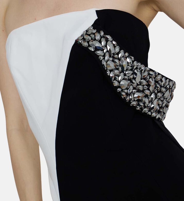 Two-tone Sleeveless Bandeau-neck Dress